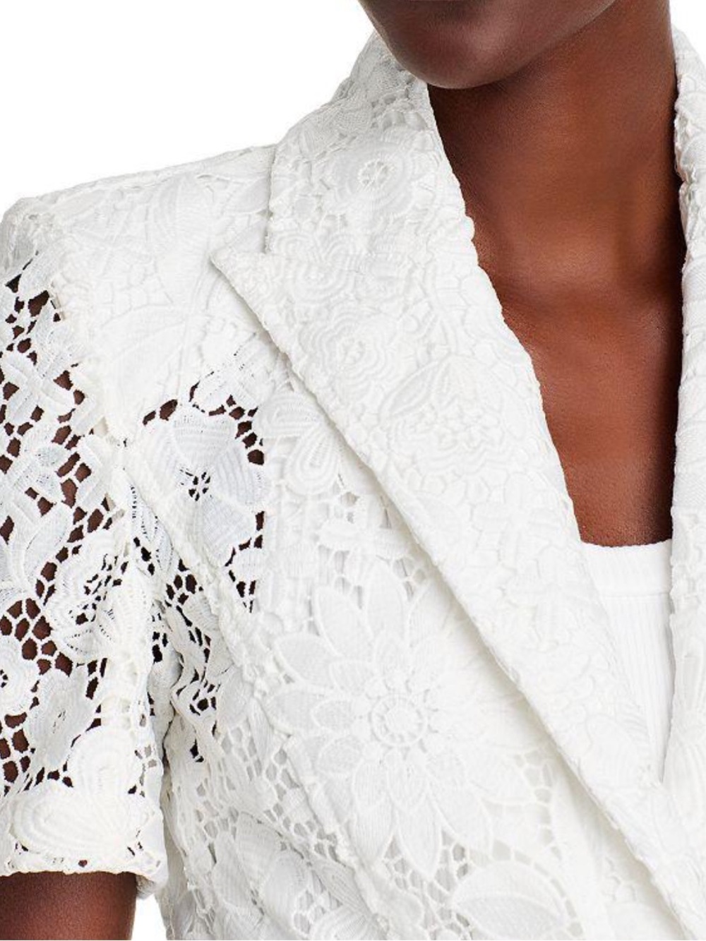 GENERATION LOVE Lace Short-Sleeve Blazer Jacket - White - Picture 4 of 16